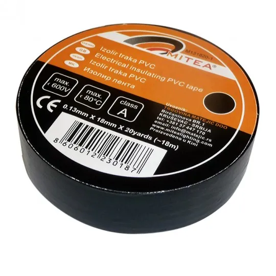 Izolir traka PVC crna 0.13mmX18mmX20yard M131820-1
