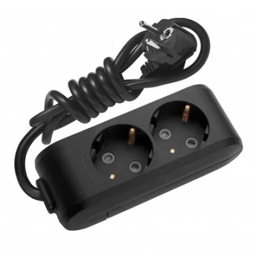 Priklj.prenosna dvostruka 2Mx2m 3x1,5mm2 16A 250V WLTB0422-2BL EU4 X-tendia crna Panasonic