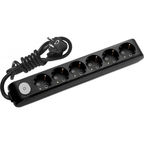Priklj.prenosna šestostruka sa prek. 6MPx2m 3x1,5mm2 16A 250V WLTA0462-2BL EU4 X-tendia crna Panasonic
