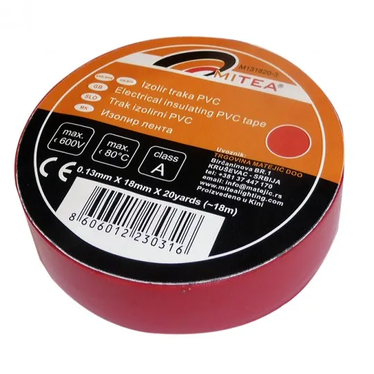 Izolir traka PVC crvena 0.13mmX18mmX20yard M131820-3