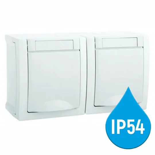 Priključnica bela šuho horizontalna dupla II OG 16A 250V IP54 WPTC4800-2WH EU2 PACIFIC Panasonic