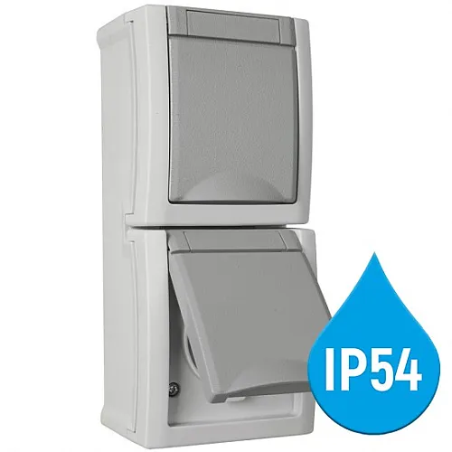 Priključnica siva šuho vertikalna dupla II OG 16A 250V IP54 WPTC4850-2GR EU2 PACIFIC Panasonic