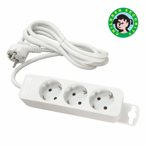 Priključnica bela 16A 250V 3680W 3x1.5mm2 prenosna nerastavna trostruka (produžni kabl) ME-PR3-2M DZ