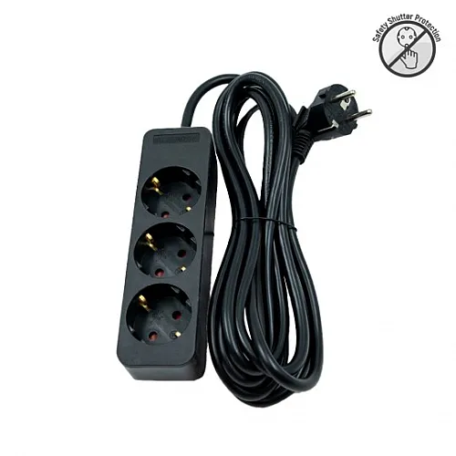Priključnica crna 16A 250V 3680W 3x1.5mm2 prenosna nerastavna trostruka (produžni kabl) ME-PR3-2M DZ