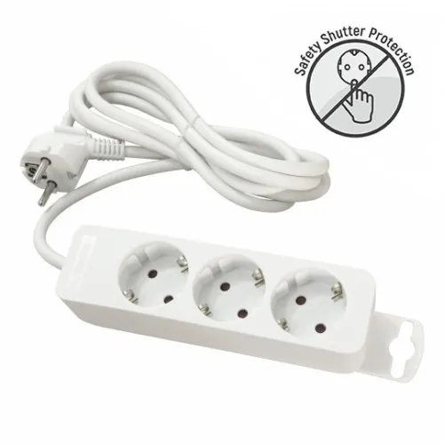 Priključnica bela 16A 250V 3680W 3x1.5mm2 prenosna nerastavna trostruka (produžni kabl) ME-PR3-5M DZ