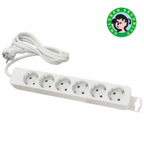 Priključnica bela 16A 250V 3680W 3x1.5mm2 prenosna nerastavna šestostruka (produžni kabl) ME-PR6-2M DZ