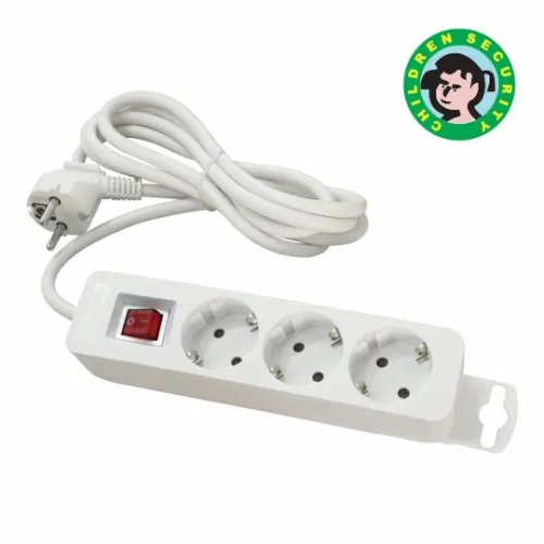 Priključnica bela 16A 250V 3680W 3x1.5mm2 prenosna nerastavna trostruka (produžni kabl) sa prekidačem ME-PR3P-3M DZ