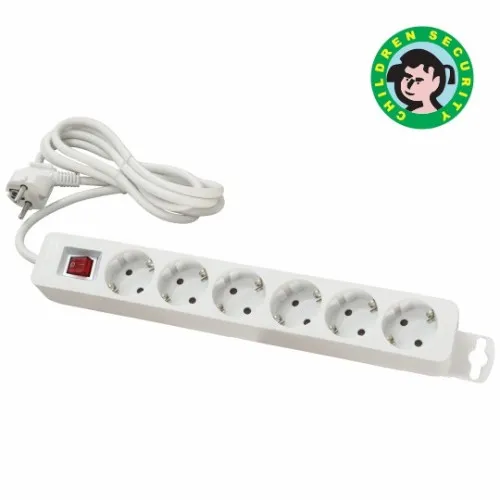 Priključnica bela 16A 250V 3680W 3x1.5mm2 prenosna nerastavna šestostruka (produžni kabl) sa prekidačem ME-PR6P-2M DZ