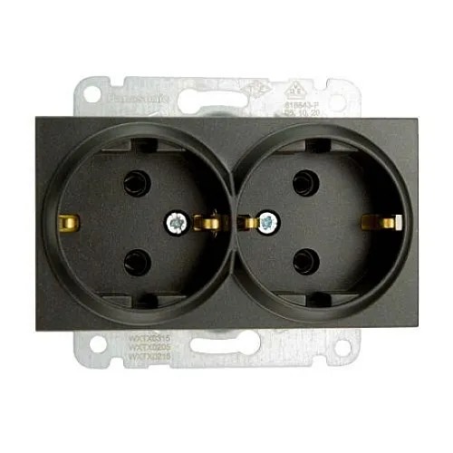 Priključnica crna šuho dupla II vijčana 16A 250V WKTT0205-2BL EU4 Karre Plus Panasonic