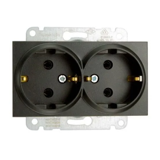 Priključnica crna šuho dupla II vijčana 16A 250V WKTT0205-2BL EU4 Karre Plus Panasonic