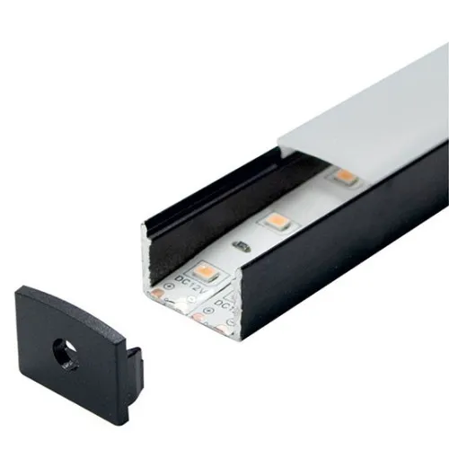 Aluminijumski profil za LED trake crni nadgradni 13x19.3x2000mm set sa difuzorom MA616-C