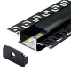Aluminijumski profil za LED trake crni 14x61x2000mm ugradni set sa crnim difuzorom MA6114-CC