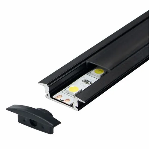Aluminijumski profil za LED trake crni ugradno-nadgradni set sa crnim difuzorom 7x24.7x2000mm M508-CC