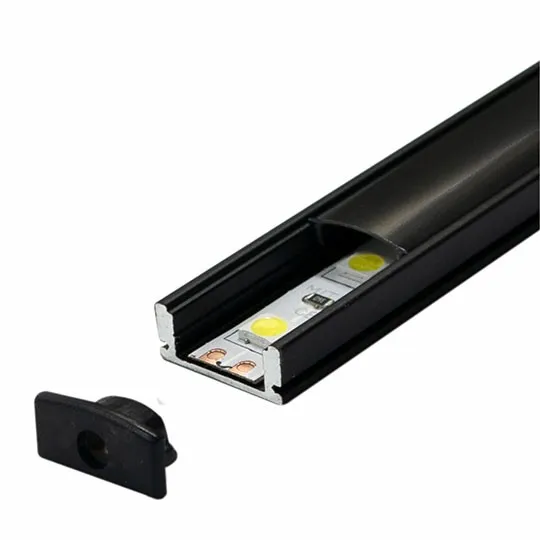 Aluminijumski profil za LED trake crni nadgradni 7x17.4x2000mm set sa crnim difuzorom M509-CC Mitea Lighting