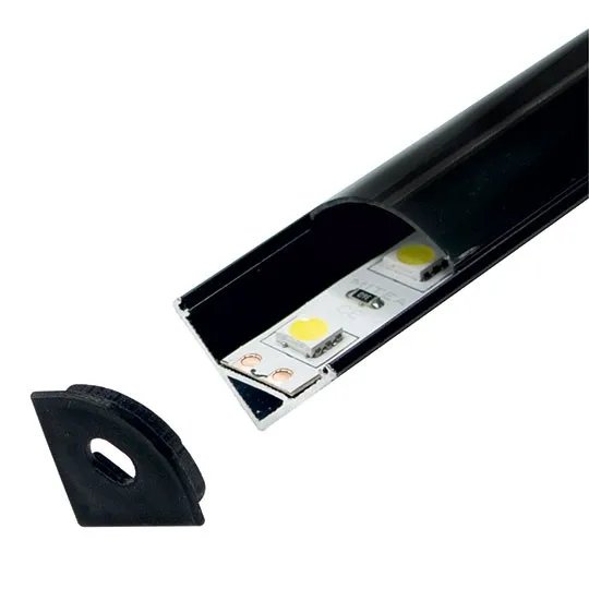Aluminijumski profil za LED trake crni ugaoni 15.8x15.8x2000mm set sa crnim difuzorom M601-CC