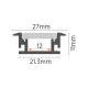 Aluminijumski profil za LED trake Podni ugradni set sa difuzorom 11x27x2000mm MA632