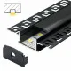 Aluminijumski profil za LED trake crni 14x61x2000mm ugradni set sa crnim difuzorom MA6114-CC