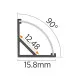 Aluminijumski profil za LED trake crni ugaoni 15.8x15.8x2000mm set sa crnim difuzorom M601-CC