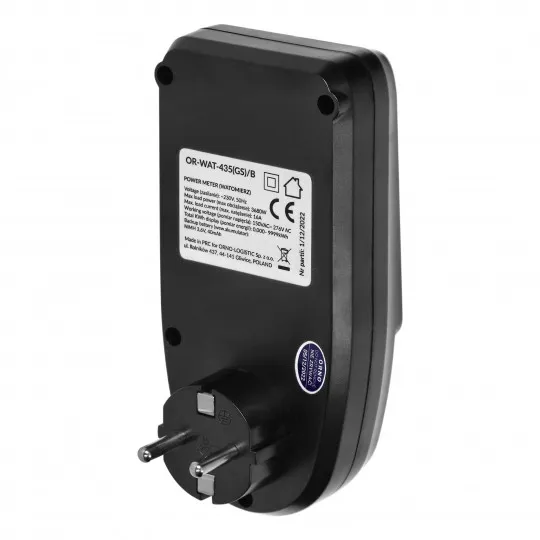 LCD merač potrošnje 3680W crni OR-WAT-435(GS)/B Orno