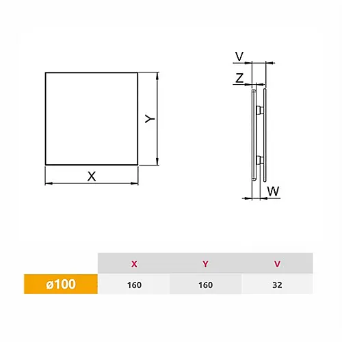 Ispuna za pločicu preko ventilatora PI100 Awenta