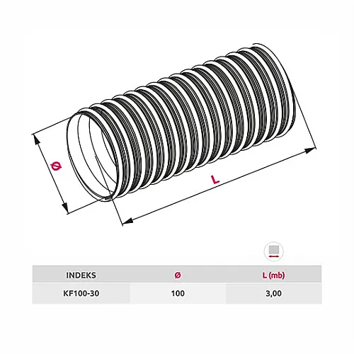 Fleksibilno crevo aspiratora FI100 aluminijum 3m KF100-30 Awenta