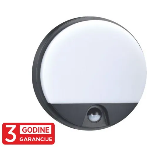 LED plafonska lampa crna 15W 6000K IP54 fi210x40mm sa IR senzorom pokreta 3Y M272-73B-S