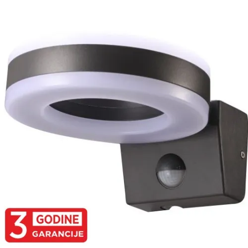 Zidna lampa crna 20W 6000K IP65 LED sa IR senzorom pokreta 3Y M272-92B-S