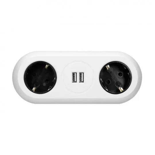 Priključnica bela OR-AE-13133(GS)/W prenosna dvostruka za sto sa 2xUSB punjačem 1,4m kabla 3x1,5mm2 Orno