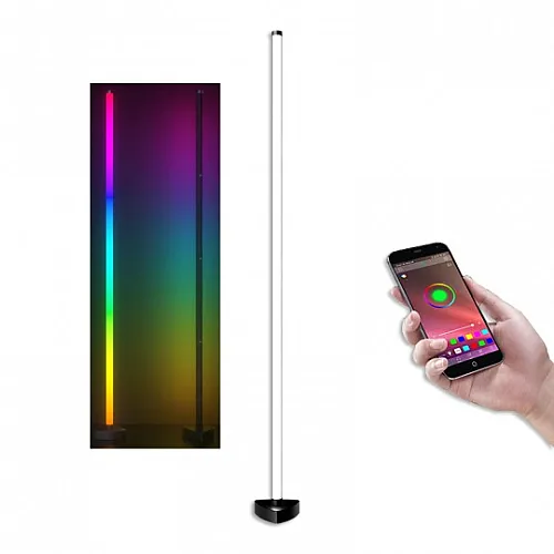 Podna lampa crna LED 12W RGB H1450mm sa daljinskim i adapterom 12V 1A IR+BT+APP smart M21004-BT