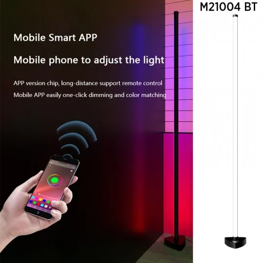 Podna lampa crna LED 12W RGB H1450mm sa daljinskim i adapterom 12V 1A IR+BT+APP smart M21004-BT
