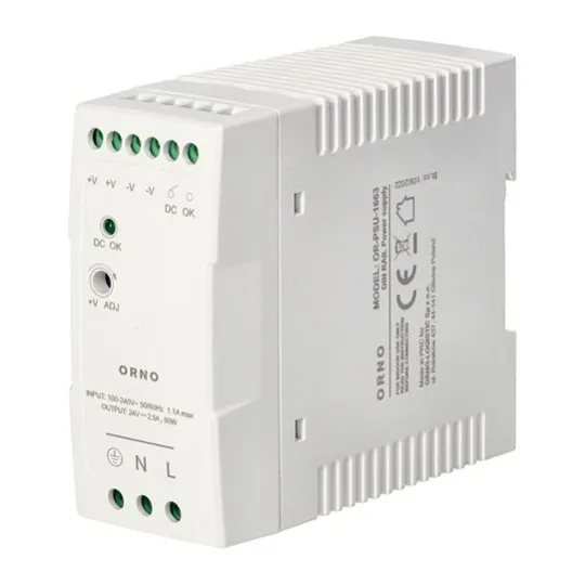 Napajanje industrijsko 24V DC 2.5A 60W za DIN šinu IP27, PVC kućište OR-PSU-1663 Orno