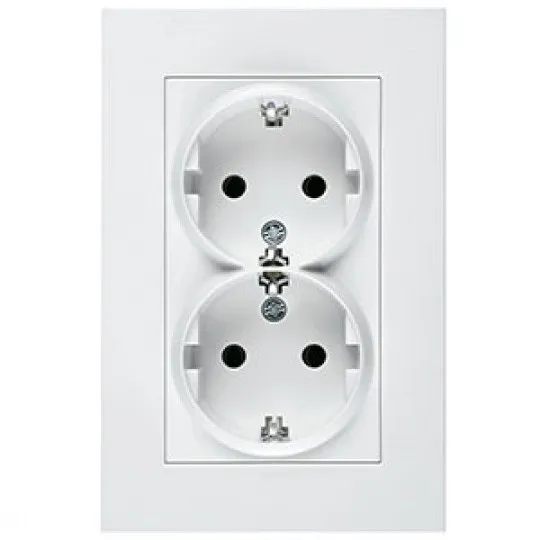 Priključnica bela KP suho II dupla vertikalna WKTC1205-2WH EU4 16A vijčana,, Karre Plus Panasonic