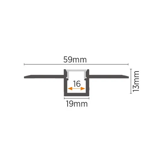 Aluminijumski profil za LED trake 13x59x2000mm sa difuzorom 2m MA1913