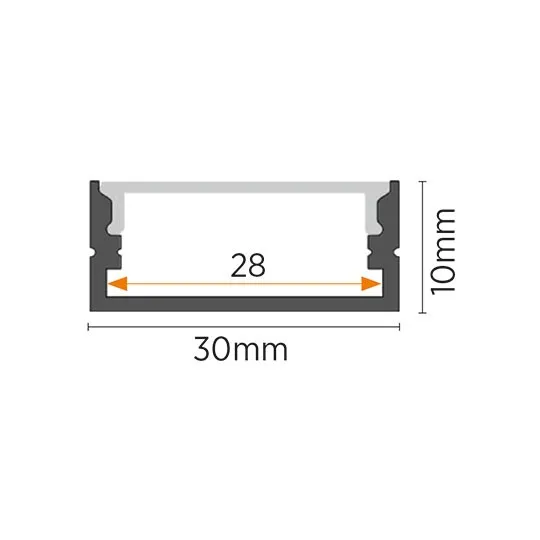 Aluminijumski profil za LED trake 10x30x2000mm sa difuzorom 2m MA619