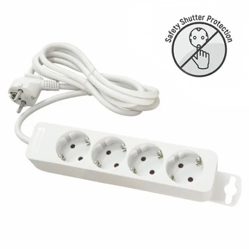 Priklj.prenosna nerastavna četvorostruka bela DZ 16A 250V-3680W 3x1.5mm2 2m ME-PR4-2M