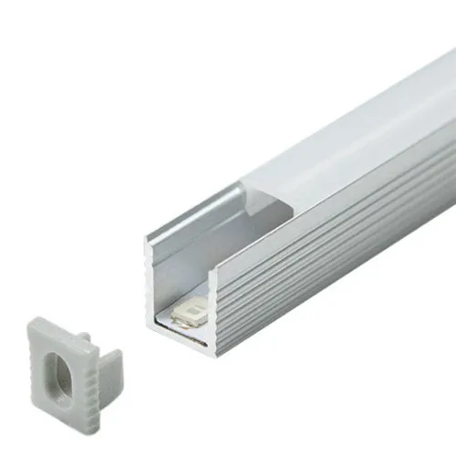 Aluminijumski profil za LED trake sivi 7.8x9x2000mm nadgradni sa difuzorom 2m MA7890-A