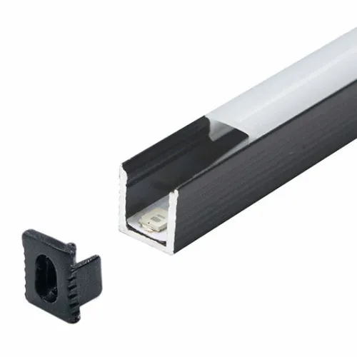 Aluminijumski profil za LED trake crni 7.8x9x2000mm nadgradni sa difuzorom 2m MA7890-C