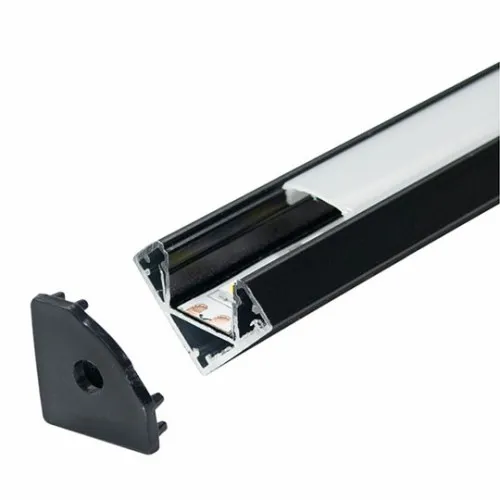 Aluminijumski profil za LED trake crni ugaoni 19x19x2000mm set sa difuzorom M602-C