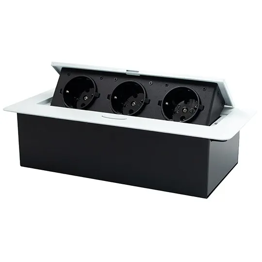 beli POPUP nameštajski PODSKLOP sa tri utičnice 16A 250V-3600W ME-PN-1207/W-3