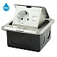 srebrni POPUP PODSKLOP za pod sa priključnicom IP44 GS + Cat5e LAN, 16A 250V-3600W ME-PN-1219/S-3