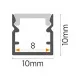 Aluminijumski profil za LED trake crni 10x10x2000mm nadgradni sa difuzorom 2m MA1010-C