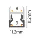 Aluminijumski profil za LED trake sivi 11.2x11.2x2000mm nadgradni sa difuzorom 2m MA1111-A