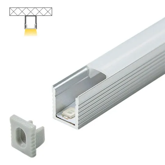 Aluminijumski profil za LED trake sivi 7.8x9x2000mm nadgradni sa difuzorom 2m MA7890-A