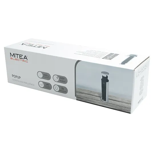 Priključnica crna 1.8m POPUP nameštajska trostruka 16A 250V-3600W 3x1.5mm2 ME-PN-1202/C-3