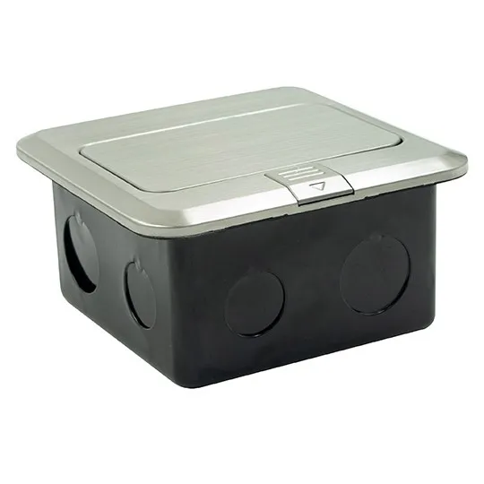 srebrni POPUP PODSKLOP za pod sa priključnicom IP44 GS + Cat5e LAN, 16A 250V-3600W ME-PN-1219/S-3
