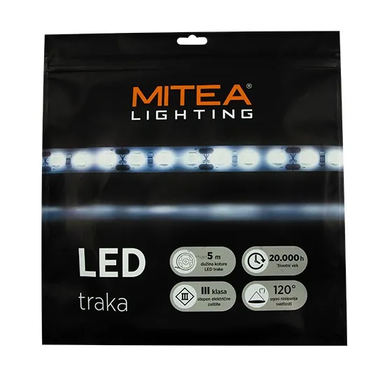 LED traka 7W/1m 12V 3000K IP22 5m kotur COB 3mm 384 LED/1m 3Y MLH-2110-ML-3