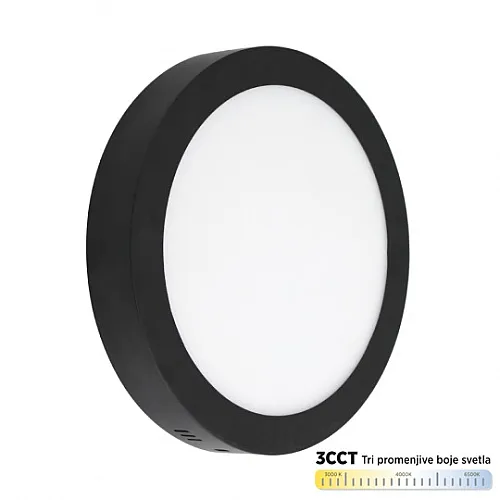 Nadgradni okrugli led panel crni 30W 3000~6500K M30NO-BK-CCT