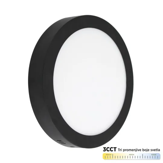 Nadgradni okrugli led panel crni 30W 3000~6500K M30NO-BK-CCT