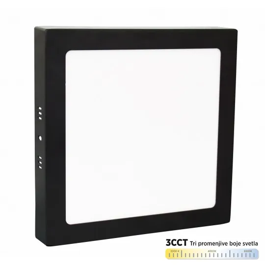 Nadgradni kvadratni led panel crni 30W 3000~6500K M30NK-BK-CCT