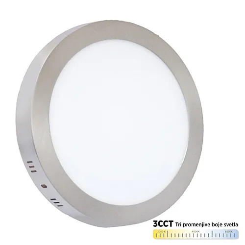 Nadgradni okrugli led panel saten nikl 24W 3000~6500K M24NO-SN-CCT